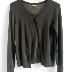 Express Women's Black and Grey Cardigan